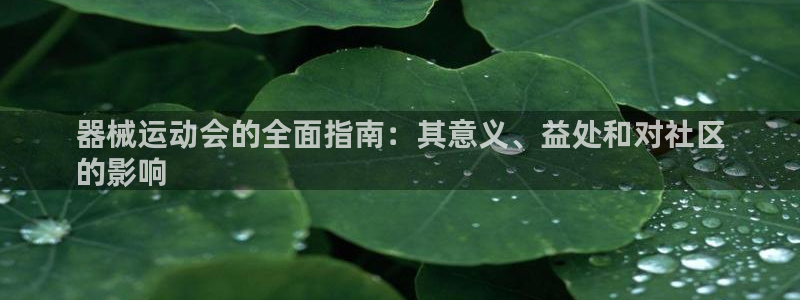 凯时ag旗舰厅网址是什么：器械运动会的全面指南：其意